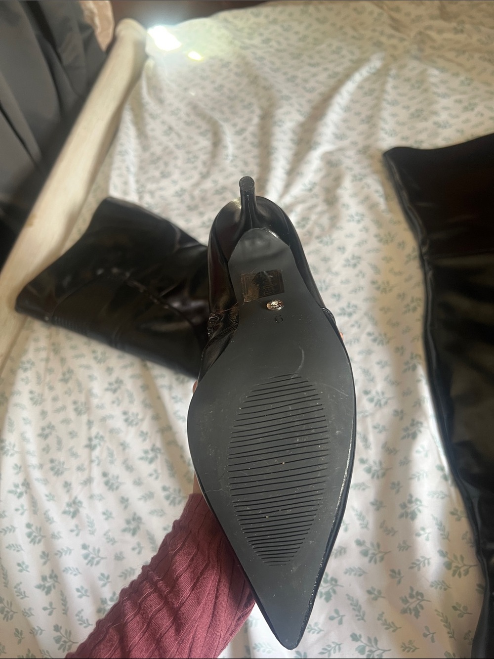 Dolls Kill Black Patent Over-the-Knee Pointed Stiletto Boots - Picture 4 of 4